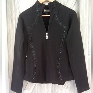 Christine Alexander Black Studs Zip Jacket M